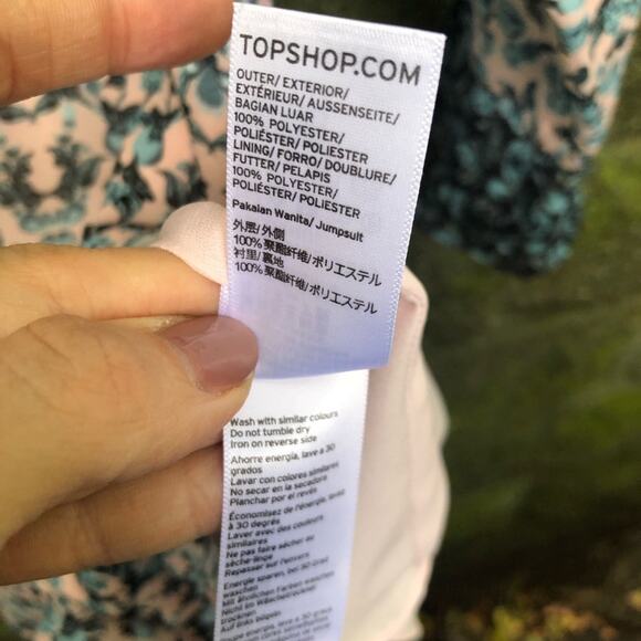 TopShop Floral Colorblock Bell Long Sleeve Mock Neck Romper Playsuit 2 - Picture 7 of 11
